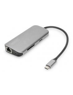 Stacja dokująca USB Typ C 8 portów Dual Monitor portów 4K 30Hz PD 3.0 RJ45 SD microSD HQ aluminiowa