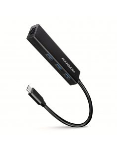 HMC-GL3A Wieloportowy hub metalowy 3x USB-A + GLAN, USB 3.2 Gen 1, 20 cm USB-C kabel