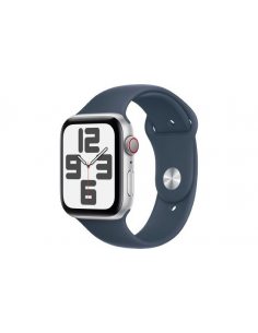 Watch SE GPS + Cellular, 44mm Koperta z aluminium w kolorze srebrnym z paskiem sportowym w kolorze sztormowego błękitu - S/M