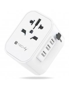 Adapter wtyku zasilania Techly EU/UK/USA/3xUSB biały