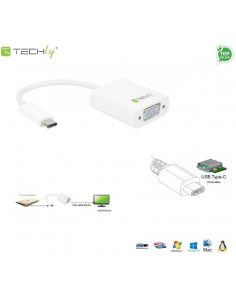 Adapter Techly USB31-VGA USB-C 3.1 na VGA M/Ż, biały 0,15m IADAP