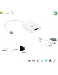 Adapter Techly USB31-HDMI USB-C 3.1 na HDMI M/Ż, biały 0,15m IADAP