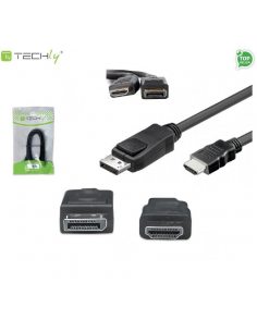 Adapter Techly DSP-H-020 DisplayPort/HDMI M/M, 1,8m, czarny ICOC