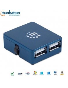 Hub USB Manhattan 4 porty 2.0 Micro, niebieski