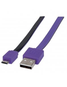 Kabel Manhattan USB-A 2.0 / MicroUSB-B 2.0 M/M 1m fioletowo-czarny