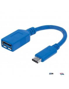 Kabel Manhattan USB 3.1 GEN1 MIC-C/A M/F 0,15m, niebieski