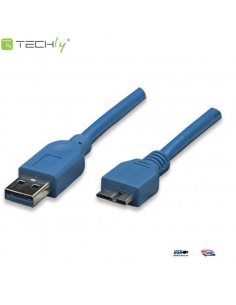 Kabel USB Techly USB 3.0 A-MicroB M/M 2m, niebieski