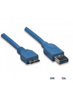 Kabel USB Techly USB 3.0 Super Speed, A-męski, Micro B-męski, 1m, niebieski ICOC