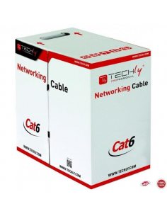 Kabel instalacyjny TechlyPro skrętka Cat6 UTP 4x2 drut 100% miedź 305m, szary