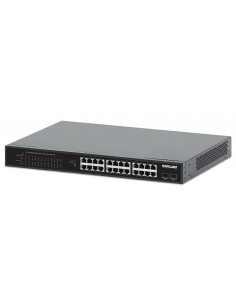 Switch niezarządzalny Intellinet 24x 10/100/1000 Mbps PoE+ 370W + 2x SFP Rack 19", manual VLAN