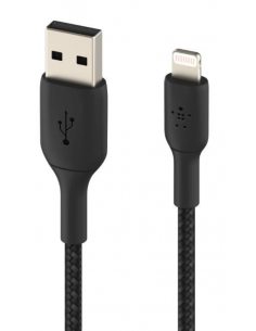 Kabel Braided USB- Lightning 2m czarne