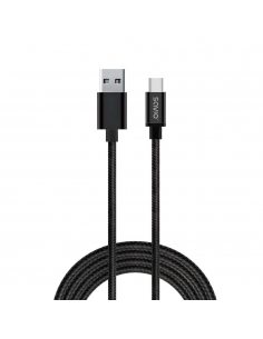 Kabel USB 2.0 Savio CL-129 USB A (M) - USB typ C (M) 2,1A, oplot, 2m , czarny