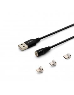 Kabel USB 2.0 SAVIO CL-155 USB – USB Typ C, Micro i Lightning, QC i PD 3.0, magnetyczny, 2m, czarny