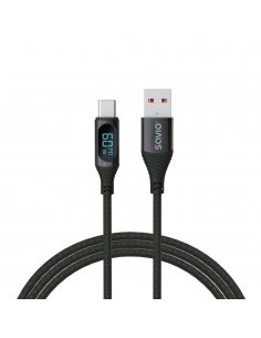 Kabel USB SAVIO CL-172 USB do USB-C, z wyświetlaczem cyfrowym, 1m, czarny