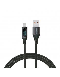 Kabel USB SAVIO CL-173, USB do Lightning, z wyświetlaczem cyfrowym, 1m, czarny