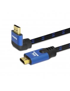 Kabel HDMI v2.1 Savio CL-147 1,8m, 8K, kątowy, OFC, niebiesko-czarny, złote końcówki