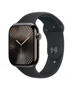 Apple Watch Series 10 GPS + Cellular, koperta 46 mm z tytanu w kolorze łupkowym z paskiem sportowym w kolorze czarnym - rozmiar