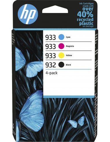 HP Zestaw 4 oryginalnych atramentów , 932 czarny i 933 błękitny purpurowy żółty