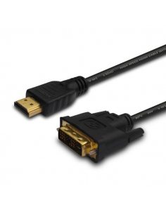 Kabel HDMI Savio CL-10 19pin męski - DVI-D 18+1 męski 1,5m, czarny, złote koń