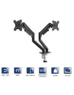 Uchwyt biurkowy na dwa monitory Akyga AK-MB-06 regulowane ramiona gazowe VESA 75x75mm / 100x100mm 15-32"