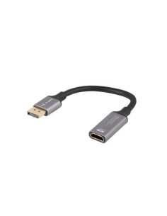 Kabel adapter Lanberg Displayport (M) - HDMI (F) 8K na kablu 20cm srebrny