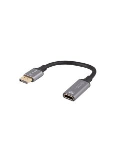 Kabel adapter Lanberg Displayport (M) - HDMI (F) 4K na kablu 20cm srebrny