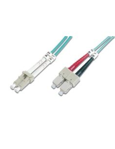 Kabel krosowy (patchcord) DIGITUS światłowodowy LC/SC, dplx, MM 50/125, OM3, LSOH, 1m, turkusowy