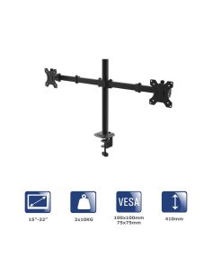 Uchwyt biurkowy na dwa monitory Akyga AK-MB-02 ramiona 2x10kg VESA 75x75mm / 100x100mm 15-32"