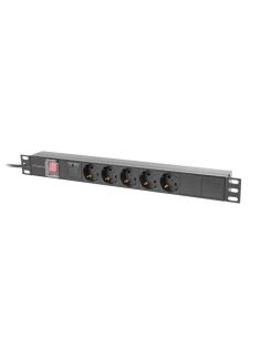 Listwa zasilająca Lanberg Rack PDU 19" 1U 16A 5x 230V Schuko 2M Czarna