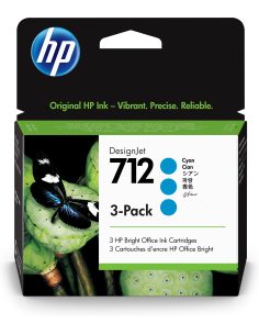 HP Zestaw 3 błękitnych wkładów atramentowych 712 DesignJet 29 ml