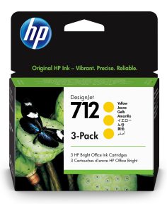 HP Zestaw 3 żółtych wkładów atramentowych 712 DesignJet 29 ml