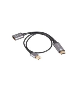 Lanberg Adapter HDMI(M)-Displayport(F)4K na kablu 20cm srebrny