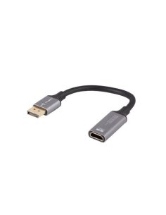 Lanberg Adapter Displayport(M)- HDMI(F)8K na kablu 20cm srebrny