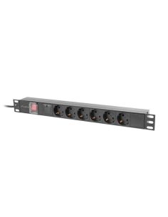 Listwa zasilająca Lanberg Rack PDU 19"1U 16A 6x 230V Schuko 2m Czarna