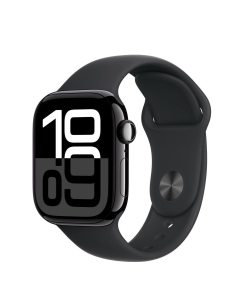 Apple Watch Series 10 GPS, koperta 42 mm z aluminium w kolorze onyksu z paskiem sportowym w kolorze czarnym - rozmiar M/L