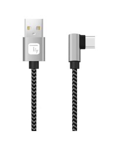 Kabel Techly USB 2.0 USB-A na USB-C kątowy 0,5m M/M 3A