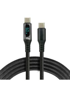 Kabel USB-C - USB-C everActive CBB-1PDL 1m 60W wbudowany wyświetlacz czarny