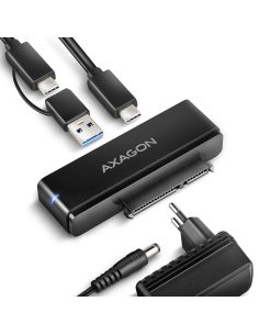 AXAGON ADSA-FPX Adapter USB-C 10Gbps SATA 6G 2.5"/3.5" SSD/HDD FASTPORT X, w tym zasilacz, 60cm USB-C/USB-A kabel