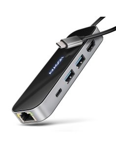 AXAGON HMC-6GLN Wieloportowy hub USB 6in1, 5Gbps, 2xUSB-A, 1x USB-C, GLAN, HDMI 4K/60Hz, PD 100W, 20cm USB-C kabel