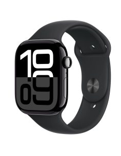 Apple Watch Series 10 GPS, koperta 46 mm z aluminium w kolorze onyksu z paskiem sportowym w kolorze czarnym - rozmiar M/L