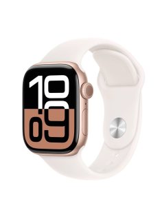 Apple Watch Series 10 GPS + Cellular, koperta 42 mm z aluminium w kolorze różowego złota z paskiem sportowym w kolorze łagodnego