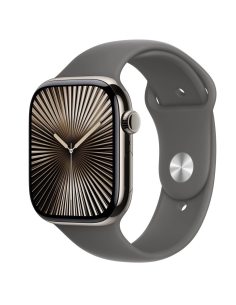 Apple Watch Series 10 GPS + Cellular, koperta 46 mm z tytanu w kolorze naturalnym z paskiem sportowy w kolorze górskiej szarości