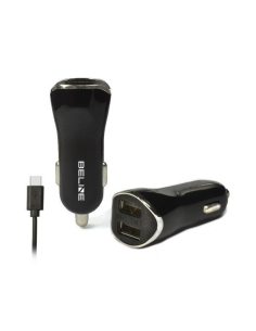 Beline Ładowarka samochodowa 2xUSB + USB-C 2,1A czarna