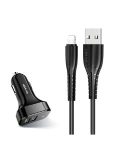 USAMS Ładowarka samochodowa 2xUSB C13 2.1 A lightning czarny NTU35LC13TZ