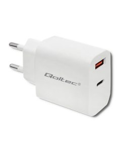 Qoltec Ładowarka sieciowa | 18W | 5-12V | 1.5-3A | USB typ C PD | USB QC 3.0 | Biała