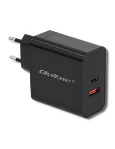 Qoltec Ładowarka sieciowa | 63W | 5-20V | 1.5-3A | USB typ C PD | USB QC 3.0 | Czarna