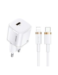 USAMS Ładowarka sieciowa 1xUSB-C T36 20W + kabel Lightning PD 3.0 Fast Charging