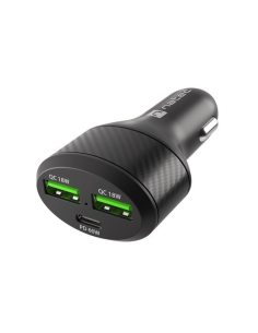 Natec Ładowarka samochodowa Coney 2x USB 1x USB-C QC 3.0 Power Delivery 84W Czarna