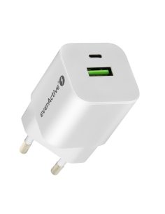 everActive Ładowarka USB/USB-C QC3.0 30W technologia GaN Biała