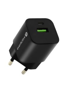 everActive Ładowarka USB/USB-C QC3.0 30W technologia GaN Czarna